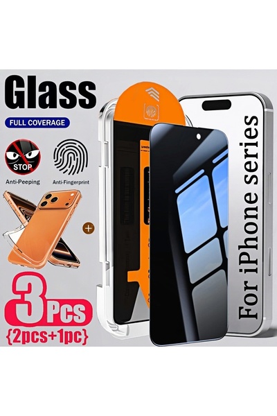 Choice24 iPhone 15 Tempered Glass Film black 2 Pcs Full Coverage Privacy Temp...