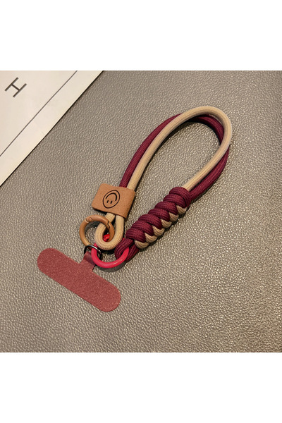 Choice Wine Red British Style Contrast Color Braided Cotton Rope Phone Lanyar...