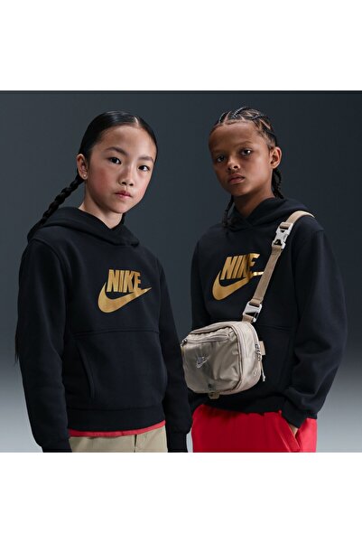 Nike Club Fleece Hoodie Gold Satn Çocuk Siyah Sweatshirt