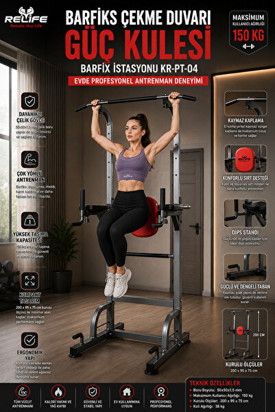 AVESSA KR-PT-04 Barfiks Çekme Duvarı Anreman Güç Kulesi - Dips Antreman İstas...