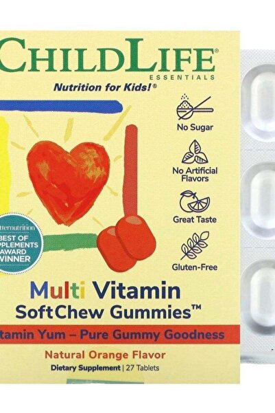 CHILDLIFE ESSENTIALS Multi Vitamin SoftChew Gummies, Natural Orange, 27 Tablets