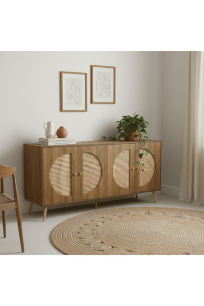 DEC17 Modern Rattan Cane Webbing Buffet Cabinet with High Quality Design