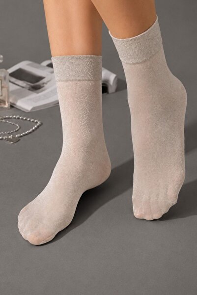 NEEWSTORE Gray Thin Glittery Socks