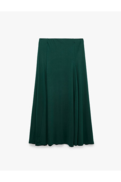 Koton Normal Waist Pleated Viscose A-Line Long Skirt