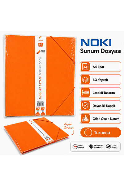 Noki A4 Lastikli Sunum Dosyası 80 Yaprak Display Book – Renk Seçenekli
