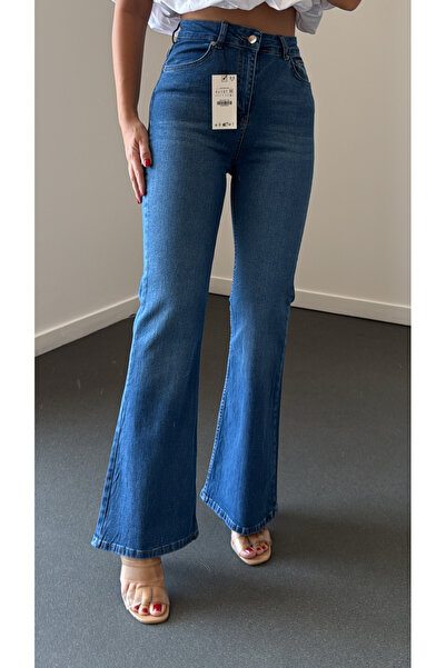 Narferita Nrf Extra Yüksek Bel Full Likralı Flare Jeans