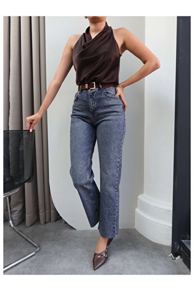 ESRAHELVACI Suede Belted Leg-Cut Orj Jeans