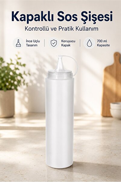 Monteor Olive Oil and Sauce Bottle Squeeze Bottle with Fine Tip Cap 700 ml (1...