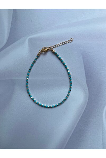 Burçin Örbük Accessory Turkuaz Afgan Boncuk Küp Dorika Detaylı Halhal