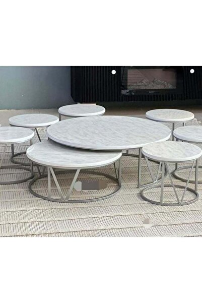 Bareeq Al Ostoura 8-Piece Wood Surface Floor Coffee Table Set