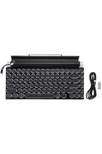 Asixxsix Retro Typewriter Wireless Mechanical Gaming Keyboard, Bluetooth Retr...