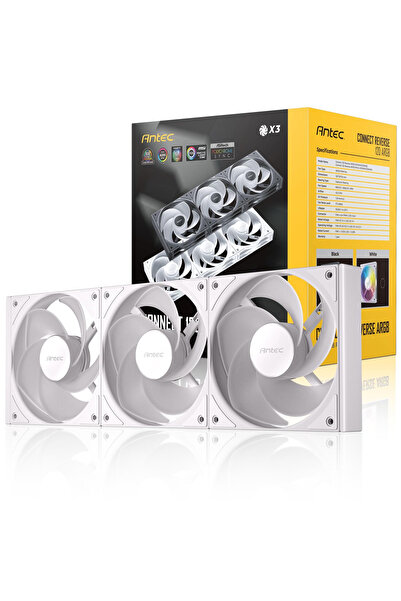 ANTEC Connect C120R ARGB 120mm 1800 RPM PWM Reverse Beyaz Kasa Fanı 3`lü Paket