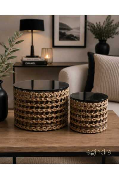 Egindra Wicker Weave Special Design 2-Piece Glass Lid Organizer Basket Rustic...