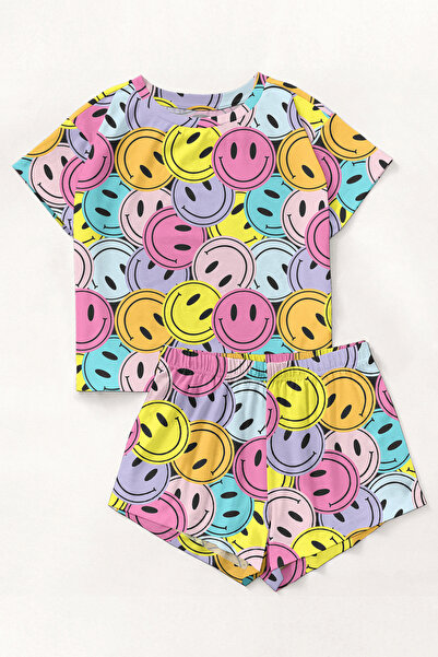 kuzey homewear Σετ πιτζάμες με κοντομάνικο σορτς SmileColorful Supersoft Basi...