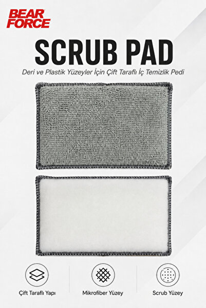 ROBEVE Bear Force Çift Taraflı Scrub Pad Mikrofiber Araç İç Temizlik Pedi 15x...