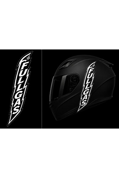 Motosiklet Kask Stickerı Sol Taraf Yazı Tasarım Dekoratif Kask Çıkartması – Beyaz