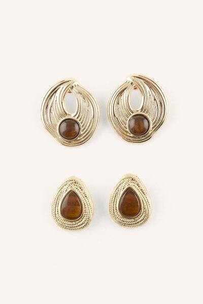 DeFacto Women's Stone Detailed Geometric 2-Piece Earring Set I4272Axns