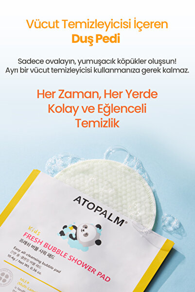 Atopalm Çocuklara Özel, Yumuşak Peeling Etkili Köpüklü Duş Pedi Fresh Bubble Shower Pad Set (5Adet)