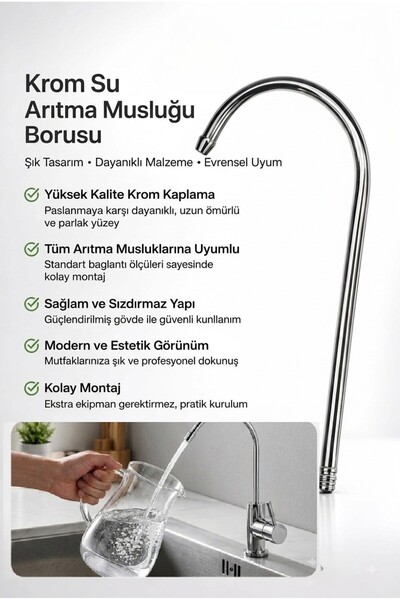Primeaks Arıtma Musluğu Metal Su Çıkış Borusu Krom Musluk Ucu