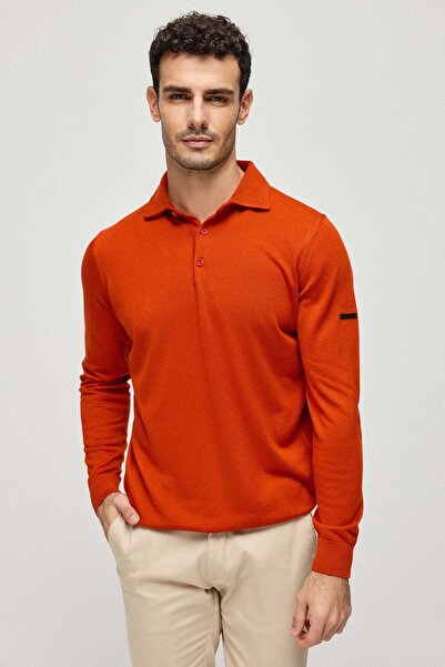 Silk and Cashmere Kiremit İpek Kaşmir Utku Uzun Kollu Erkek Polo