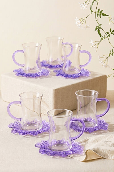 Kitchen Life 150 ml 12 Parça 6 Kişilik Borosilikat Cam Aura Kulplu Çay Takımı...