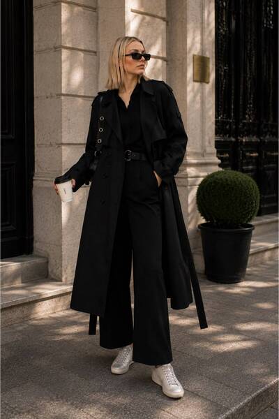 motix Kadın Kuşaklı Oversize Modern Trençkot