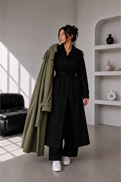 motix Oversize Kuşaklı Çift Katmanlı Trençkot – Şık ve Modern Tasarım