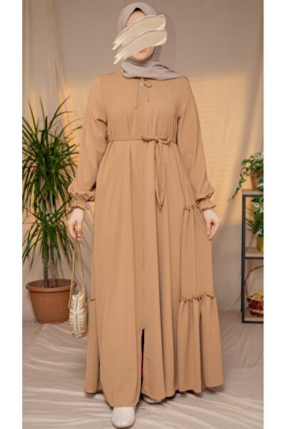 Sahra Vera Camel Yanları Katlı Kroş Elbise 5123