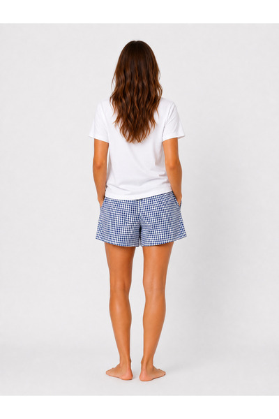 WOLF & ROCK Women's Plaid Patterned Elastic Waist Shorts – Comfortable Fit, with Pockets