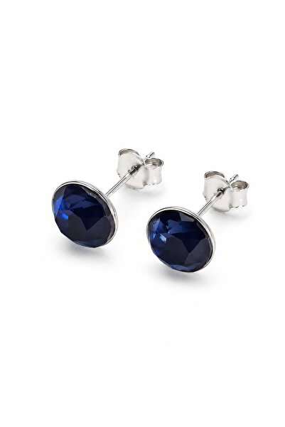Generic Brand 925 silver earrings, zirconia stone, Navy blue, A3C4415BL3