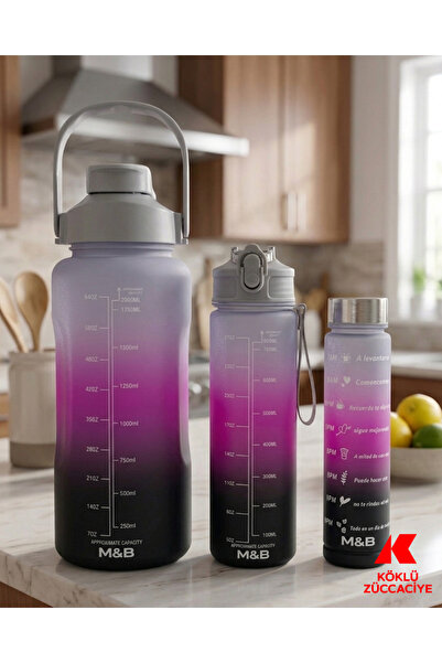 Köklü Züccaciye 3'lü Motivasyonel Matara Seti (2L - 900ml - 500ml)