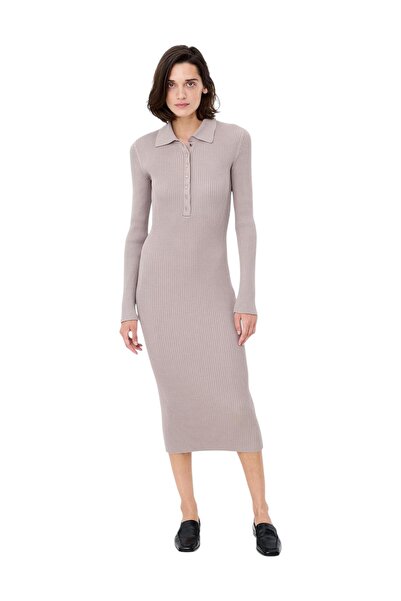 French Connection Women Mari Long Sleeve Collared Midi Dress