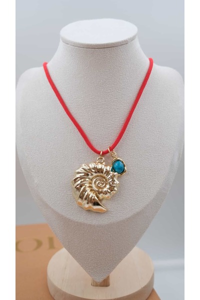 Jerie Snail Design Red Rope Necklace