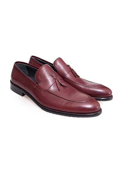 FRANCO CALVANI Burgundy Color Laceless Genuine Leather Men's Shoes