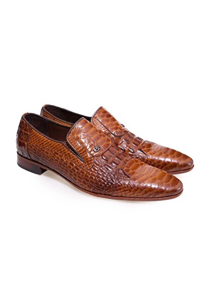 FRANCO CALVANI Tan Color Laceless Genuine Leather Men's Shoes