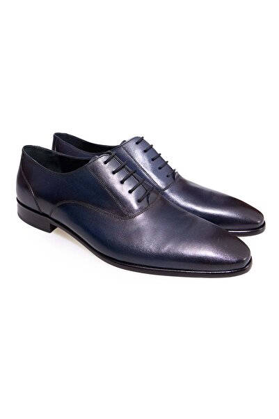 FRANCO CALVANI Dark Blue Color Lace-Up Genuine Leather Men's Shoes