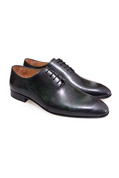 FRANCO CALVANI Green Color Lace-Up Genuine Leather Men's Shoes