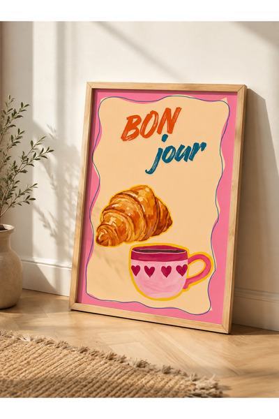 Bonjour 33x48 Renk Seçenekli Çerçeveli Poster