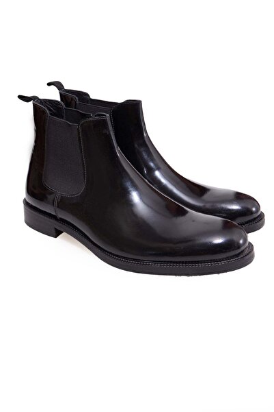 FRANCO CALVANI Black Color Laceless Genuine Leather Men's Boots