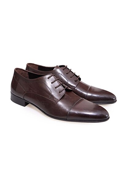 FRANCO CALVANI Brown Lace-Up Genuine Leather Sole Men's Shoes
