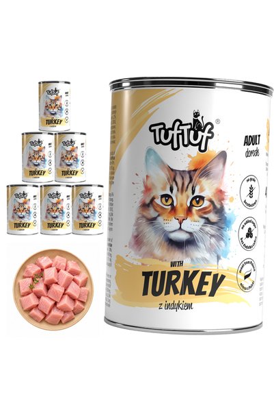 Tuf Tuf TufTuf hrană umedă completă pentru pisici cu curcan, paște, conservă ...