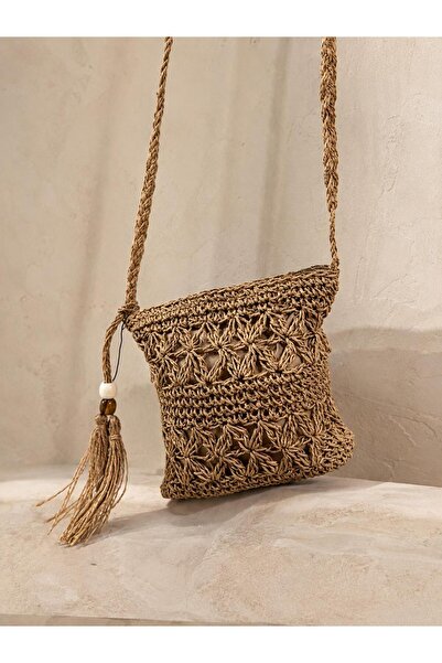 Luminos Butik Ψάθινη τσάντα σε χρώμα καμηλό 20x18 CNT1065