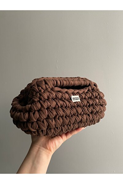 Eranura Mysey Handmade Knitted Brown Women's Clutch Handbag