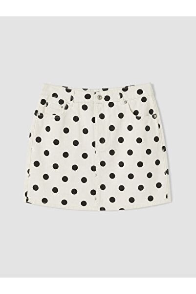 LC Waikiki Esvab • Modern & Distinctive High Waist Polka Dot Mini Jean Skirt
