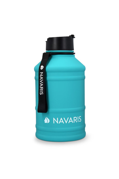 Navaris Single-wall stainless steel water bottle, 2.2 liters, Blue, 51084.37