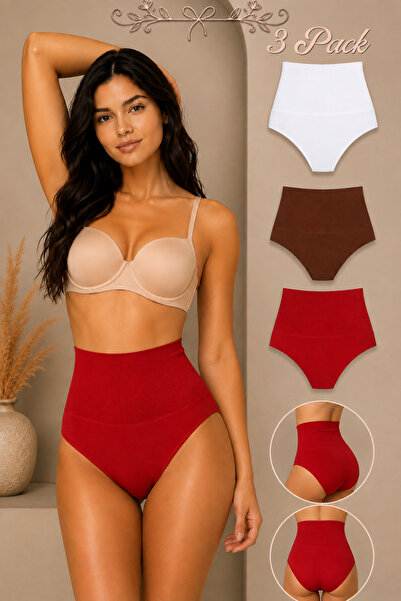 FİT WOMEN Women's Gathering High Waist Flexible 3-Piece Panties