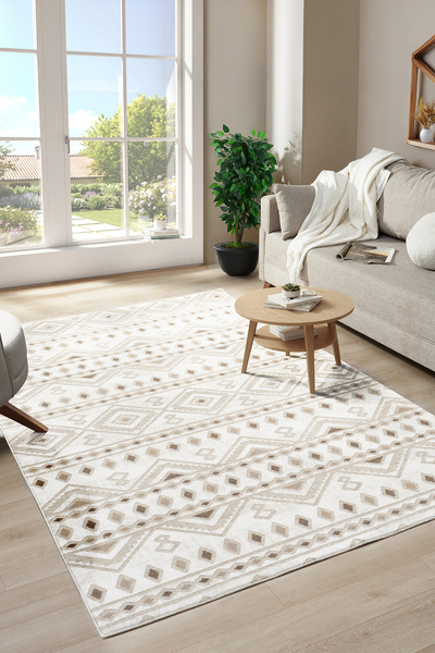 Raschel Carpet Premium Bohem Yıkanabilir Leke Tutmaz Modern Oturma Odası Halı...