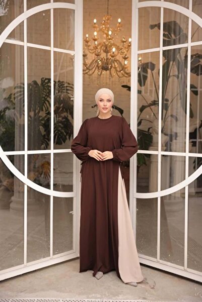 Sahra Vera Acı Kahve Yandan Garnili Elbise 5061