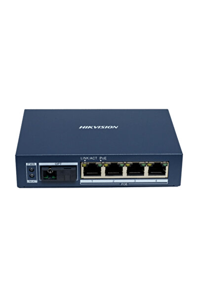 Hikvision Media Convertor Gigabit 4 x RJ45 PoE, 1 x SC Single-Mode Bi-directi...