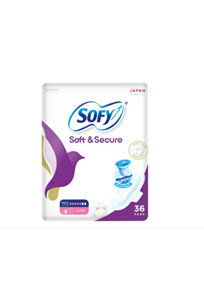 sofy فوط صحية ناعمة وآمنة رقيقة وكبيرة الحجم مع أجنحة، 36 قطعة